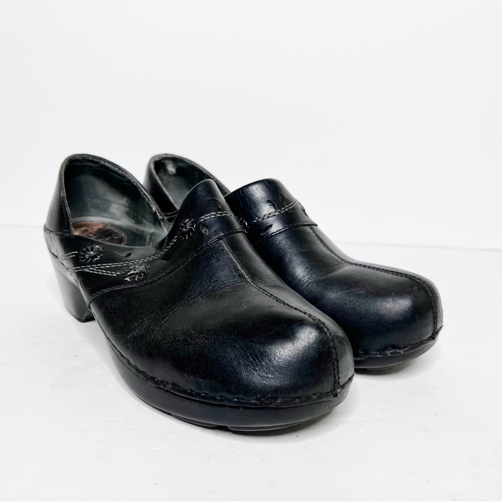 Dansko Black Leather Mules Clogs Size 38 Nursing Orthotic Shoes Size 8 Women’s